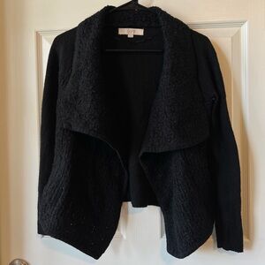 LOFT Black Asymmetrical Cardigan Sweater